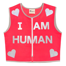 Load image into Gallery viewer, I Am Human Reflective Vest - Fluro Coral - Recycled Bottles