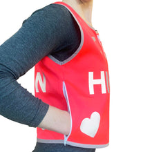 Load image into Gallery viewer, I Am Human Reflective Vest - Fluro Coral - Recycled Bottles