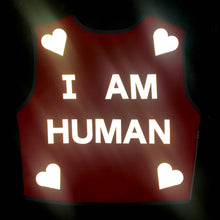 Load image into Gallery viewer, I Am Human Reflective Vest - Fluro Coral - Recycled Bottles