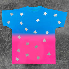 Load image into Gallery viewer, Pink and Blue - Reflective Stars T-Shirt - Short Sleeved / Long Sleeved