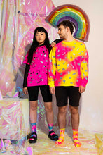 Load image into Gallery viewer, Fluro Yellow/Pink Tie-Dye Reflective Hemp Socks.
