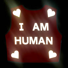 Load image into Gallery viewer, I Am Human Reflective Vest - Fluro Coral - Recycled Bottles
