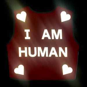 I Am Human Reflective Vest - Fluro Coral - Recycled Bottles