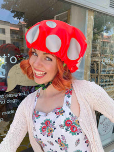 Coral Red Reflective Mushroom Helmet Cover
