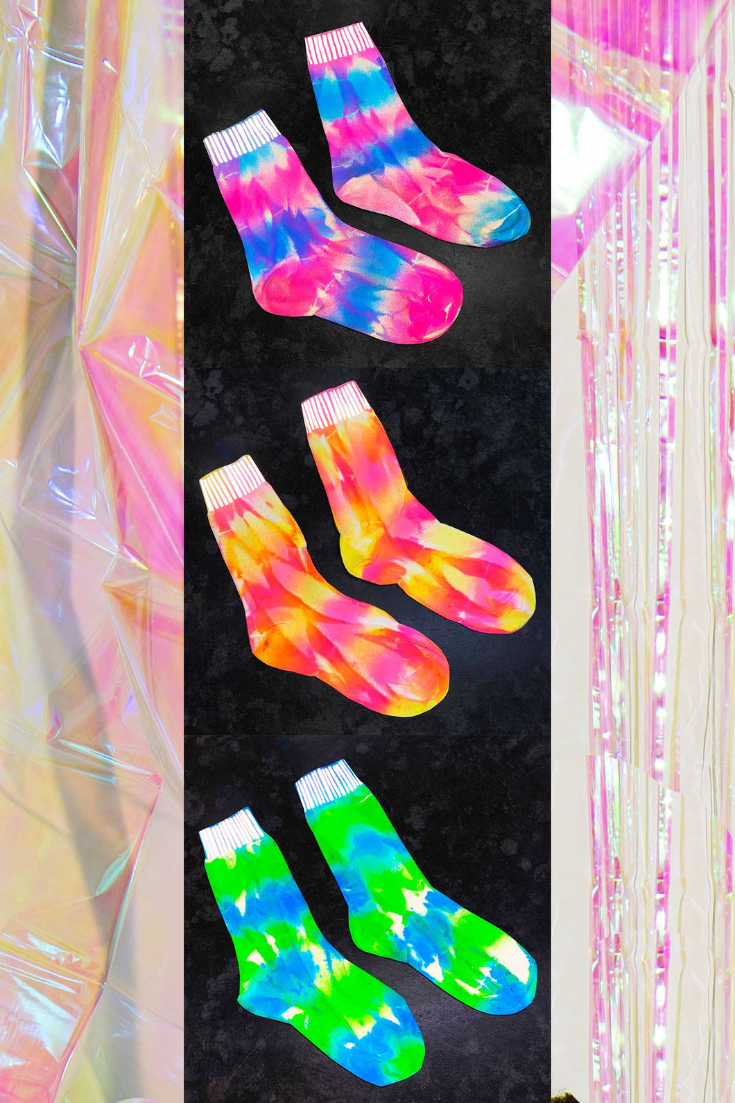 Mix pack of 3 - Tie-Dye Reflective Hemp Socks