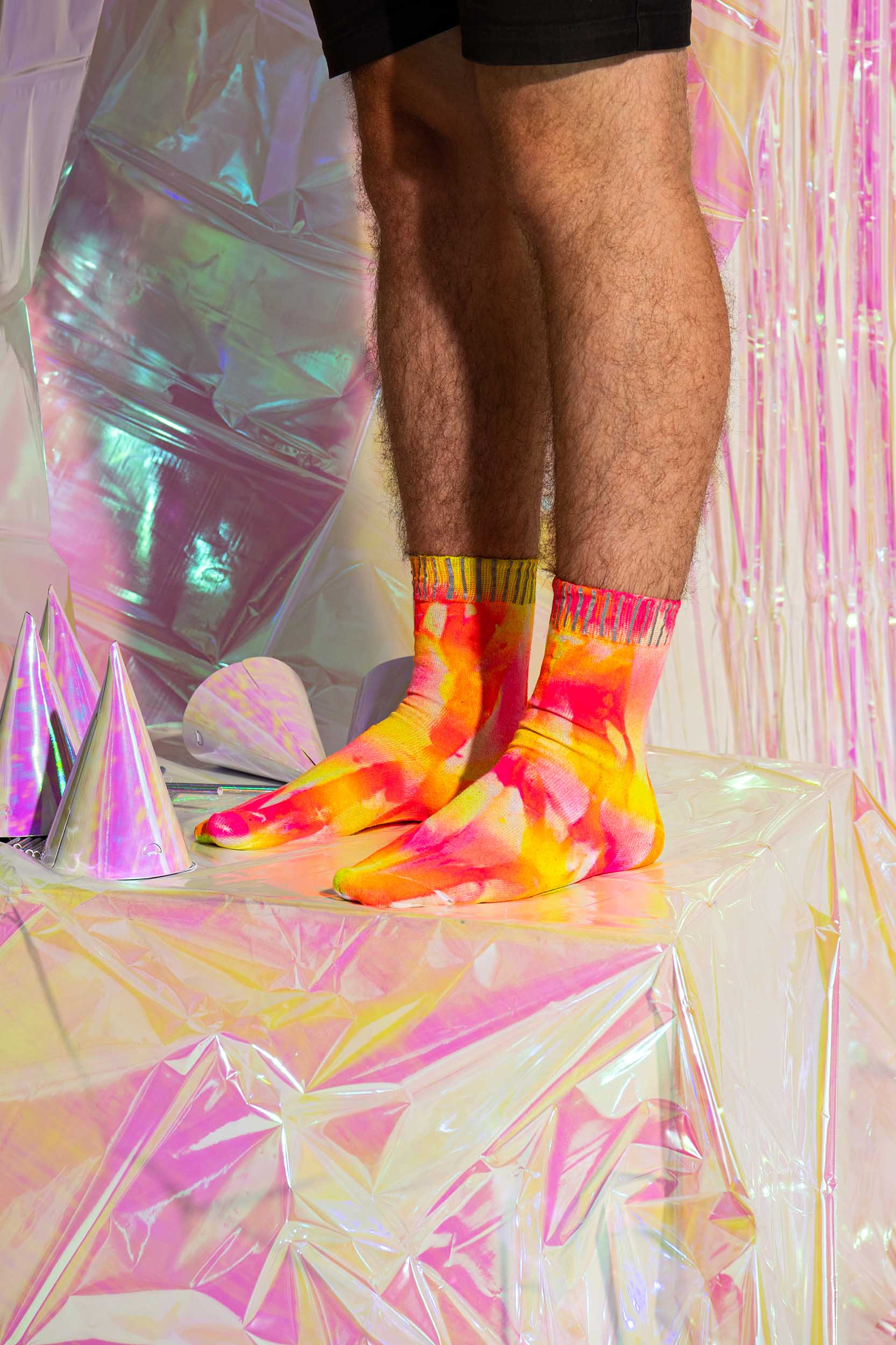 Fluro Yellow/Pink Tie-Dye Reflective Hemp Socks. – Hey Reflect'o