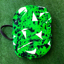 Load image into Gallery viewer, Green Splatter Bicycle Back Pack Cover - Hemp/Organic cotton

