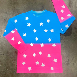 Pink and Blue - Reflective Stars T-Shirt - Short Sleeved / Long Sleeved