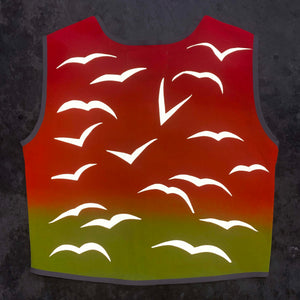 Red Sunset Seagulls Reflective Vest - Hemp/Organic Cotton