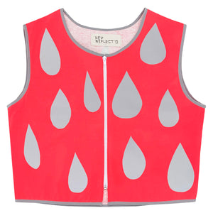 Raindrops Red Reflective Vest - Hemp/Organic Cotton