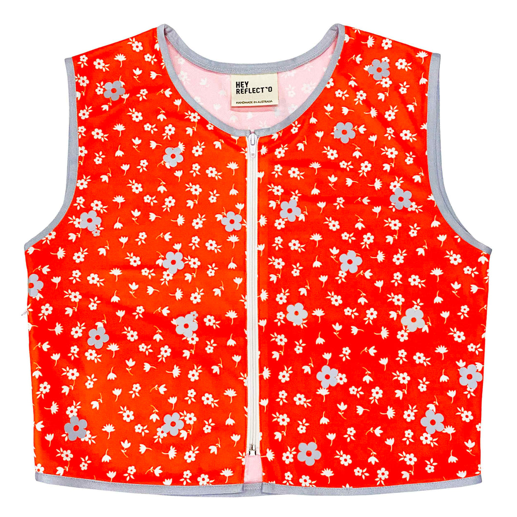 60's Flowers - Reflective Bicycle Vest - Recycled Bottles
