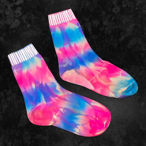 Glow Blue/Fluro Pink Tie-Dye Reflective Hemp Socks