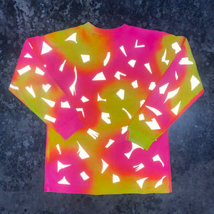 80's Pink yellow Reflector T-Shirt - Short Sleeved / Long Sleeved