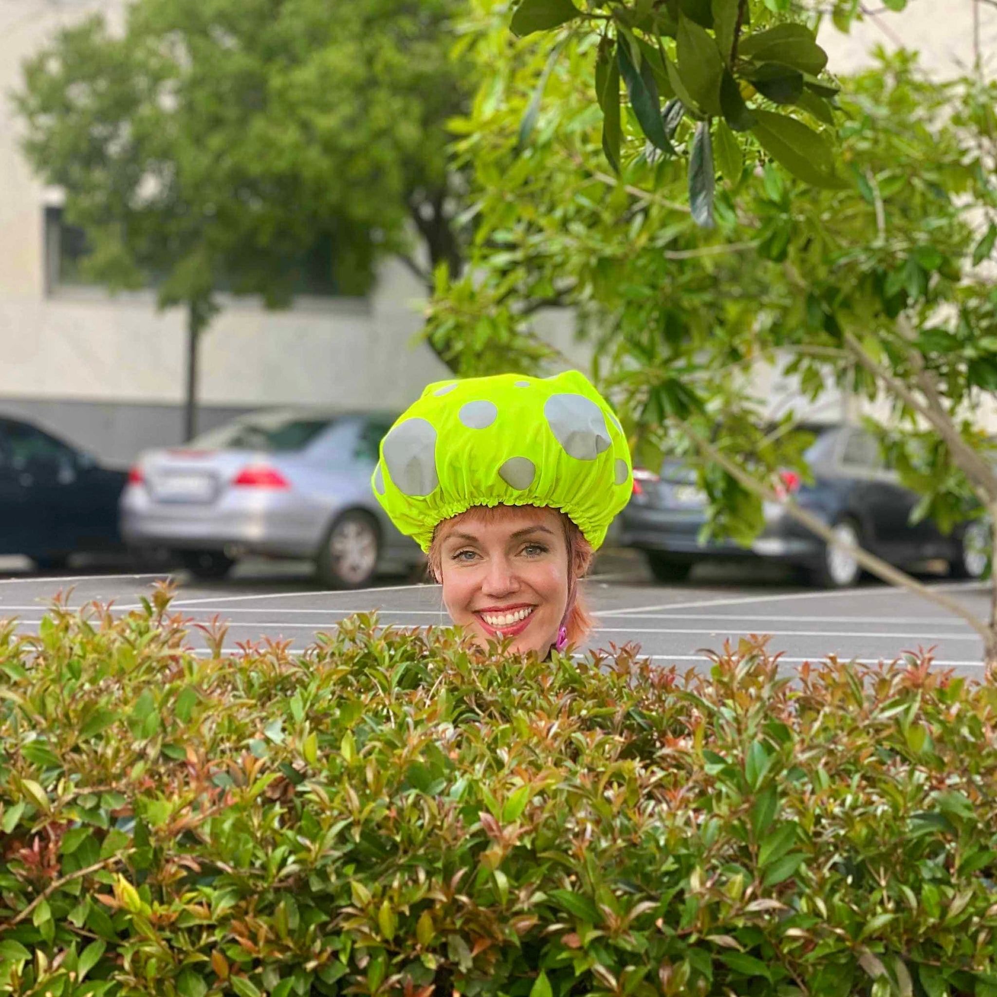 Fluro Yellow Reflective Mushroom Helmet Cover – Hey Reflect'o